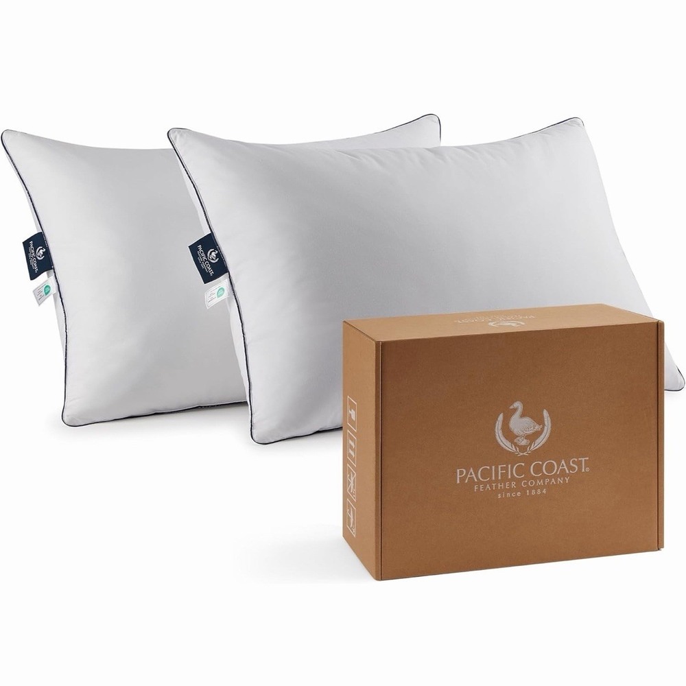 Pacific Coast Goose Feather and down Bed Pillows Standard Size Set of 2, Hotel P